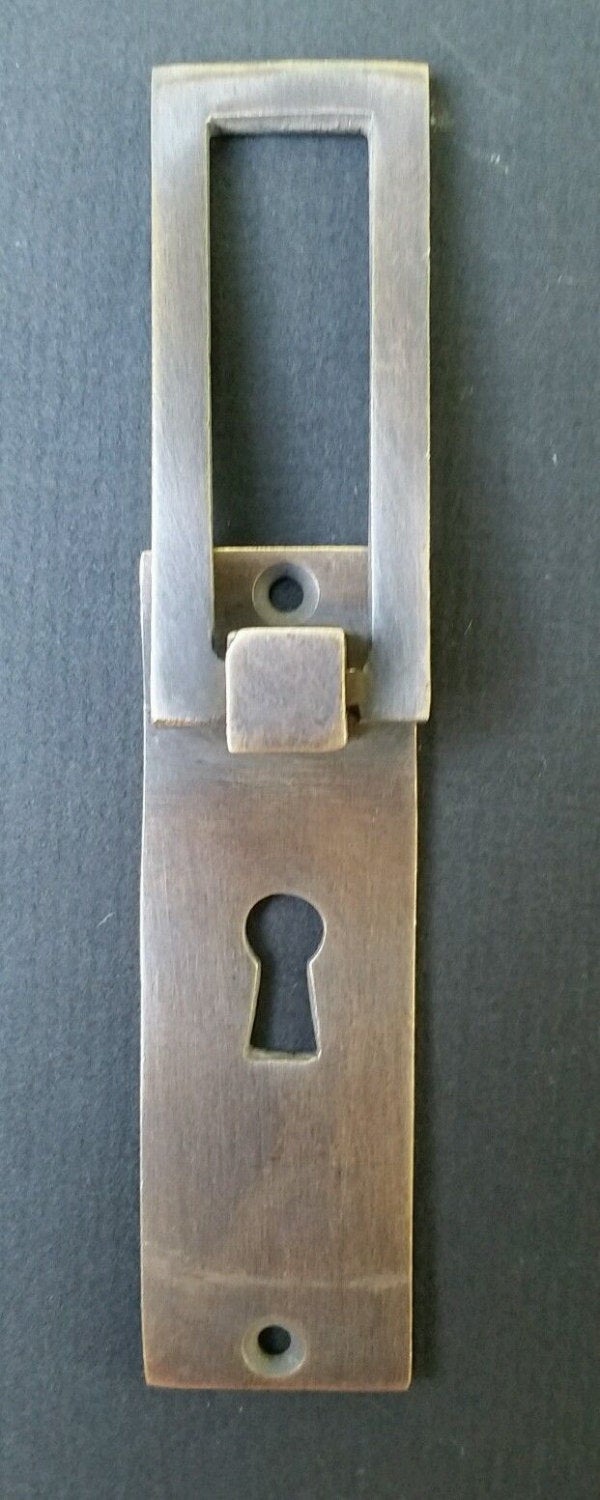 4 Arts and Crafts, Mission Style, Pull, Antique style escutcheon, Doors, Locks, Solid Brass#H32