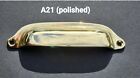 POLISHED Antique Vtg. Style Solid Brass Cabinet Pull Cup Handle 4-1/2" ctr #A21s