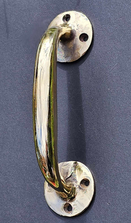POLISHED Heavy Ant. Style Solid Brass LARGE Gate Cabinet Door Handle 7" #P23s