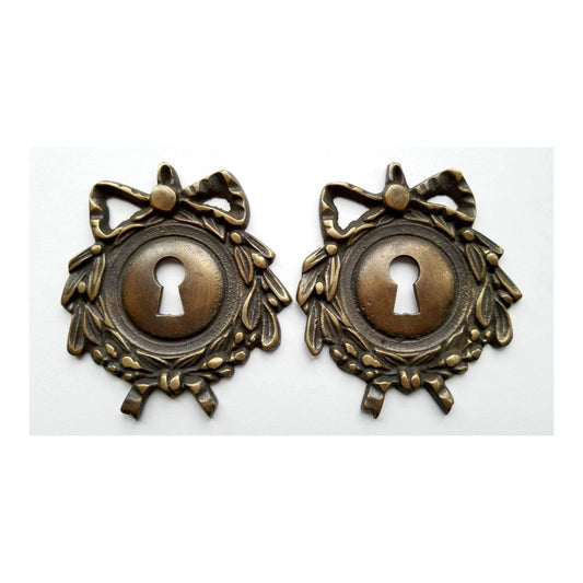 Set of French Brass Escutcheon, Keyhole Cover,Door,Lock, French Country, approx 2 1/2" dia. #E12