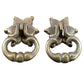 2 x Small Brass Handle Pulls, Ornate Drop Ring,  Rosette Backplate 1-1/4" #H14