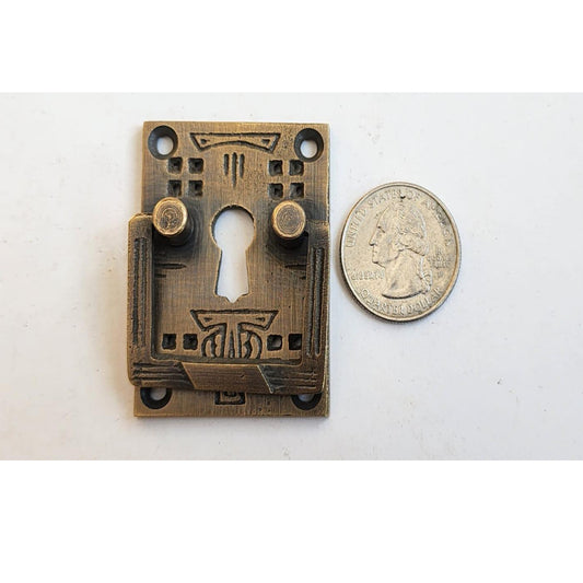 1 x Antique Style Arts and Crafts Mission Brass Handles Pull w. key hole 2" #H27