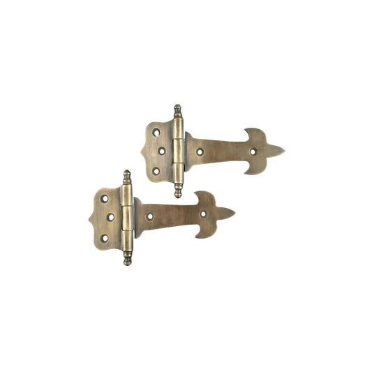 2 Antique Style Brass French Fleur de Lis Finial Tip,Cabinet,Door Hinges, Kitchen 4 3/4" #Z28