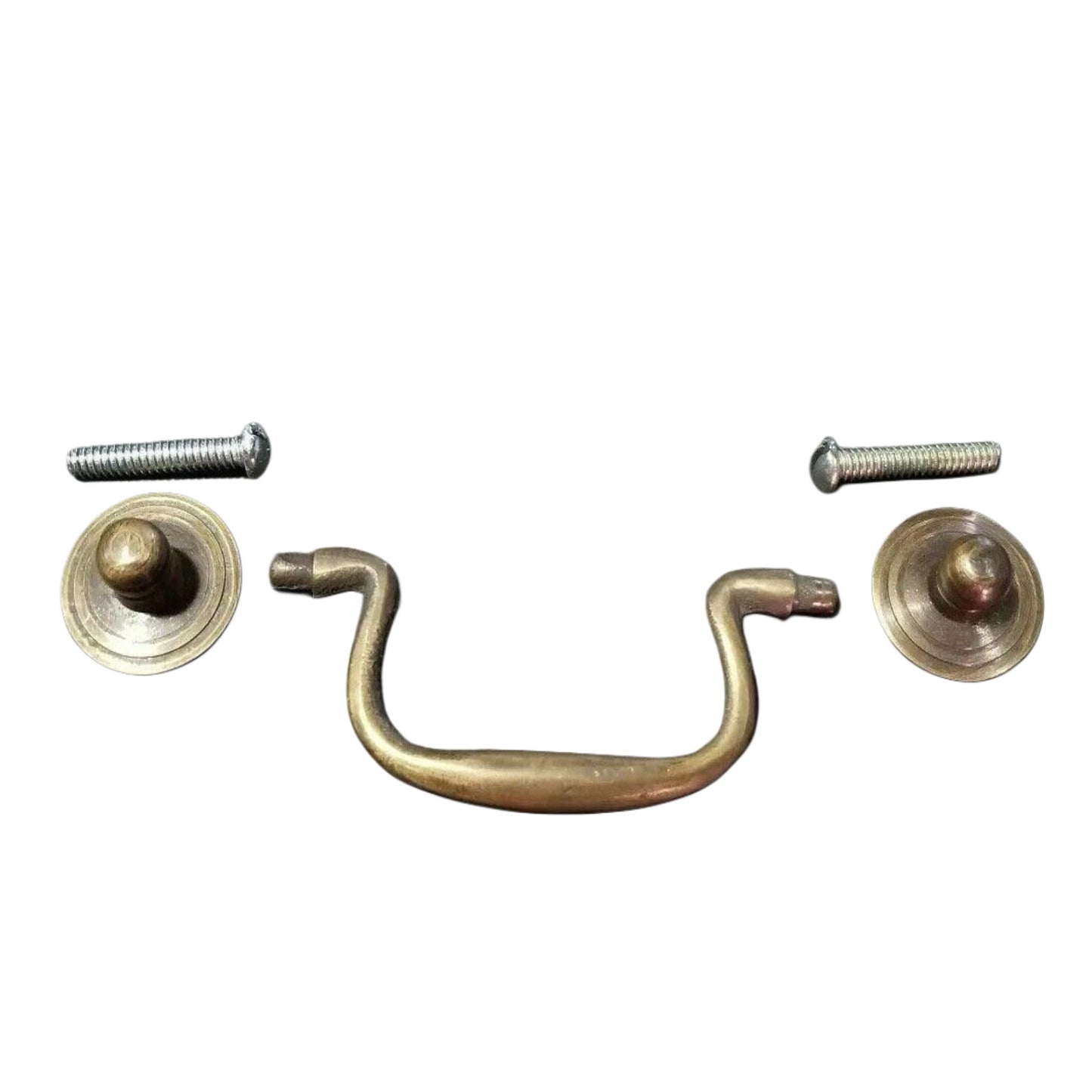 1 Antique style Solid Brass Swan Neck Bails Cabinet Drawer Pull handle w Bolt approx. 3"cntr #H39