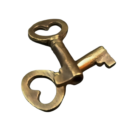 2 Small Vintage Style Brass Heart, Love Skeleton Key to my Heart,Jewelry component 1-13/16" long #L6