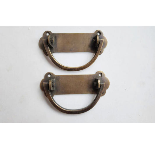 1 x Antique Style Solid Brass Dresser, Tool Chest, Trunk Handles, Pulls, Trap Door, 4-1/8" #P19