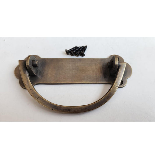 1 x Antique Style Solid Brass Dresser, Tool Chest, Trunk Handles, Pulls, Trap Door, 4-1/8" #P19