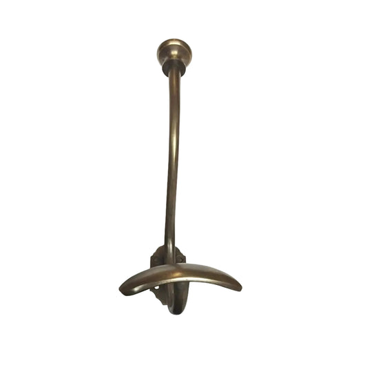1 Large Antique Style Solid Brass Wall Mount double Hook Coat / Hat Rack #Q10