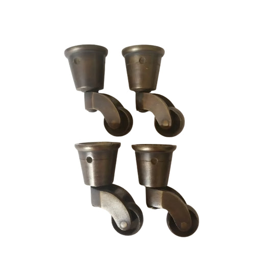 Set 4 Vintage Style Solid Brass Strong Swivel Caster Wheels, Furniyure Wheels Brass Round Cap #W3