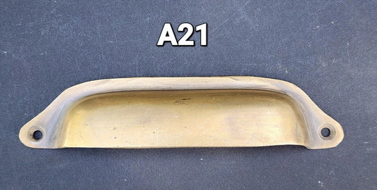 Antique Vtg. Style Solid Brass Cabinet, Drawer Pull Cup Handle 4-1/2" ctr #A21