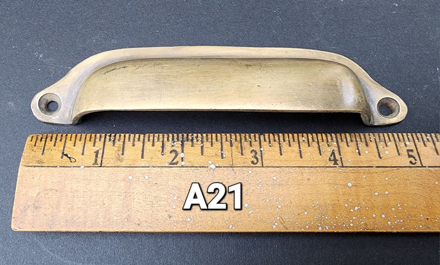 Antique Vtg. Style Solid Brass Cabinet, Drawer Pull Cup Handle 4-1/2" ctr #A21