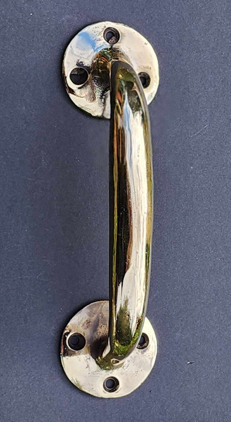 POLISHED Heavy Ant. Style Solid Brass LARGE Gate Cabinet Door Handle 7" #P23s