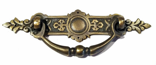 1 Antique Style Ornate Victorian Brass Drawer Handles Pulls (2-3/4" center) #H44