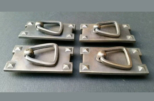 4 x Antique Vintage Style Arts and Crafts, Mission, Frank Lloyd Wright style handles 2-9/16" tall Vertical #H25