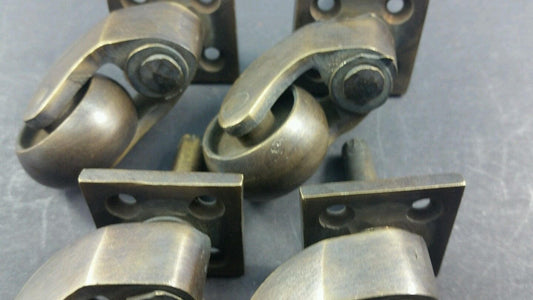 4 x Antique Style Cast Solid Brass Swivel Caster Wheel Pivot Industrial Strong Table Leg Cap Ends .non-laquered.#W2