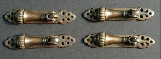 4 x Antique Vintage Style Victorian Vertical Mount Ornate Drop Pulls Handles unlaquered Solid Brass 2-7/8" long #H6