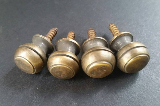 4 x Solid Brass SMALL Stacking Barrister Bookcase 7/16"dia Knobs drawer Pulls Unlaquered #KK