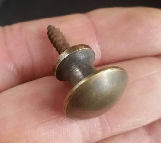 1 x SMALL 5/8" dia. Antique Vintage Style Barrister Bookcase Knob Pull, Handle Solid Antiqued Brass, Macey Globe Wernicke bookcase knob #K2.