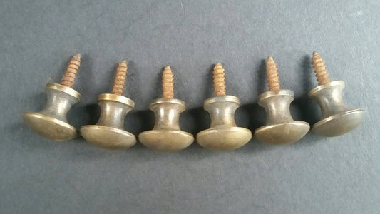 6 x SMALL Antique Vtg. Style Barrister Bookcase Knobs Pulls, Handles 5/8" dia Solid antiqued Brass, Macey Globe Wernicke bookcase knobs #K2
