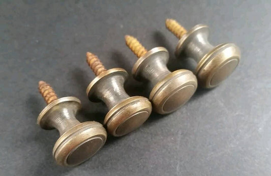 4 x Solid Brass SMALL round knobs, Stacking Barrister Bookcase 1/2"dia Knobs drawer Tall.Unlaquered. #K18