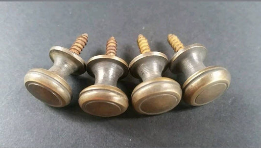 4 x Solid Brass SMALL round knobs, Stacking Barrister Bookcase 1/2"dia Knobs drawer Tall.Unlaquered. #K18