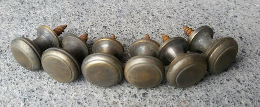 6 x Solid Brass SMALL Stacking Barrister Bookcase 1/2"dia Knobs drawer Pulls.Unlaquered.#K18