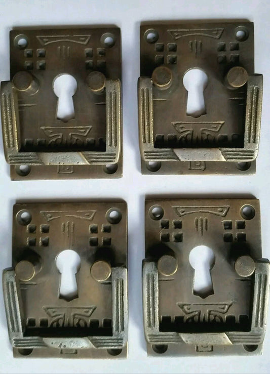 4 x Arts and Crafts / Mission Handles Vertical 2" Frank Lloyd Wright Style Hardware, Handles, Pulls.Unlaquered. #H27