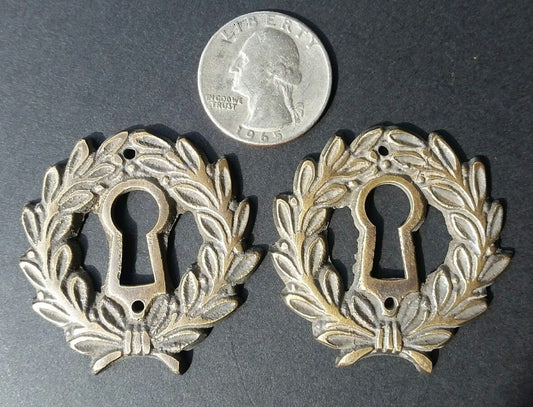 2 Vintage Antique Style ,French ,Eschutcheons Key Hole Cover,Doors Locks,Brass Hinges,Handles,Skeleton Keys, 2 1/4" jewelry part #E10