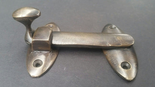 Vintage Style Cabin Cabinet Oval Door Window Latch Hook Solid Brass Hasp Toggle Lock. Gate Latch lock .Unlaquered. #X22