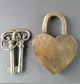 Heart Shaped Love Lock, Commitment Lock, Paris Bridge Lock, Valentine Lock with 2 Ornate Skeleton Keys Solid Quality Brass Large lock #L1.