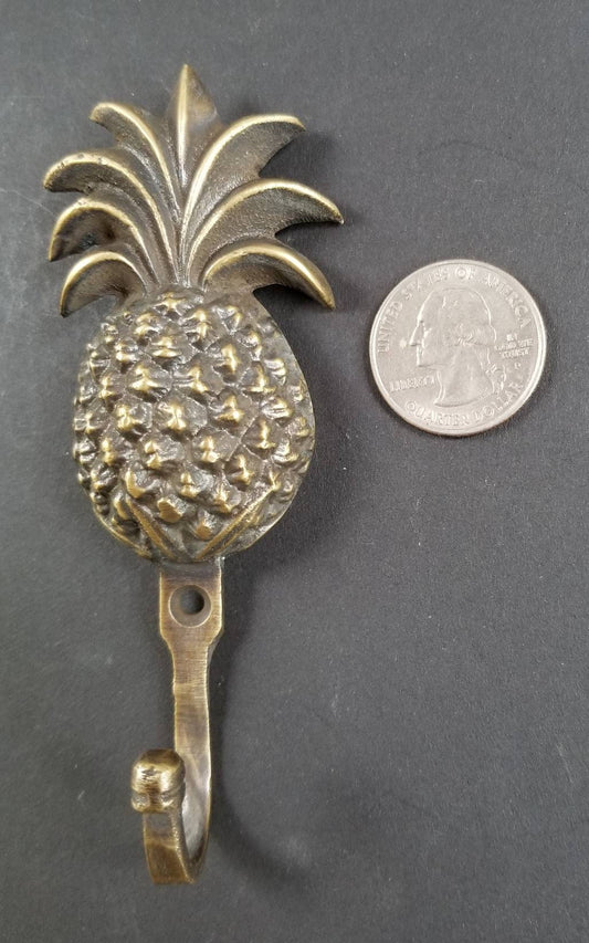 4-1/4" PINEAPPLE Design ,Strong HOOK Hanger, Brass Coat Hat Towel Hook, Hanger, House warming, tropical decor, Welcome,Robe Hook #C13