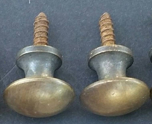 2 x SMALL Antique Vintage Style Barrister Bookcase Knobs Pulls, Handles 5/8" dia. Solid Brass, Macey Globe Wernicke bookcase knob #K2