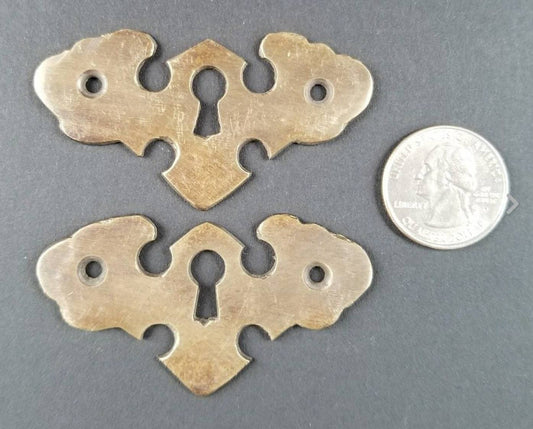 2 x Vintage Antique Style Ornate Brass Escutcheons, brass locks hole cover, lock Keyhole Covers, Doors and locks, 2 1/2" wide #E17