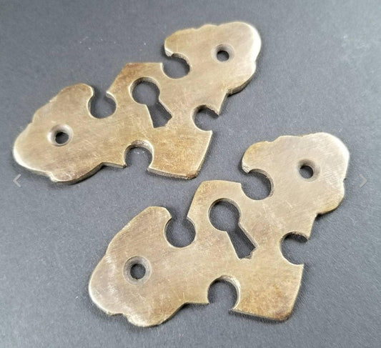 2 x Vintage Antique Style Ornate Brass Escutcheons, brass locks hole cover, lock Keyhole Covers, Doors and locks, 2 1/2" wide #E17