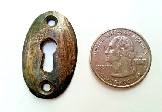 6 x oval brass eschutcheons size 1-3/8" tall jewelry component #E5