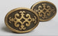 2 Antique Style Ornate Solid Brass Oval Knobs Pulls Cabinet Dresser w bolts #Z14