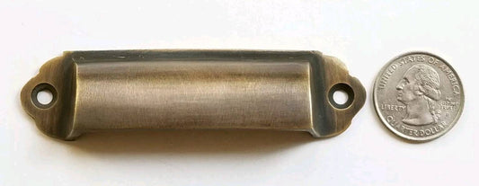 4 Antique Vintage style Brass File Cabinet, Bin Pull Handles, Cabinet Cupboard Drawer Chest Handles home improvement 3-1/8" centers #A18