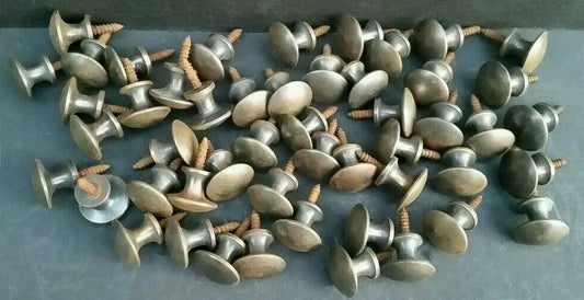 50 count SMALL Antique Vintage Style Barrister Bookcase Knobs Pulls, 5/8" dia Solid Tarnished Brass, Macey Globe Wernicke bookcase knob #K2