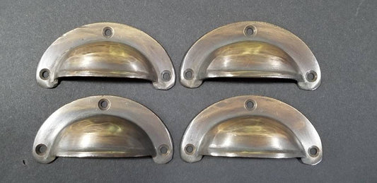 4 small Antique Bin Cup Pull Drawer Caboinet Handle Solid Brass 2-5/16"centers #A14