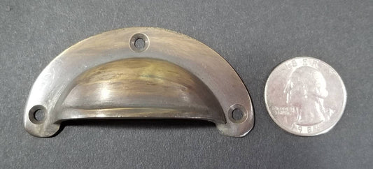 4 small Antique Bin Cup Pull Drawer Caboinet Handle Solid Brass 2-5/16"centers  #A14
