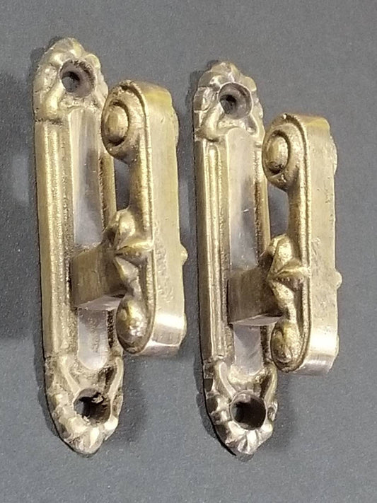 2 x Ornate Antique Vintage Style Single Coat Hooks Hat Hooks, Towel holder, Kitchen Hooks, Bathroom Hooks 3"long Solid Brass #C25