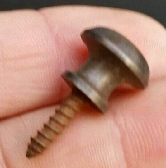 8 x Antique Vintage Style VERY SMALL Jewelry box Barrister type Small Knobs Pulls, Handles 7/16" dia. Solid antiqued Brass #K.Unlaquered.