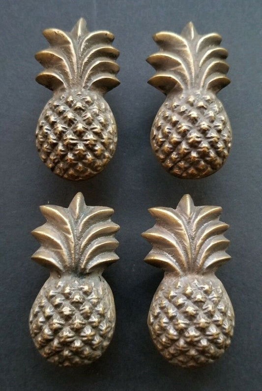 4 x Solid Brass, Tropical, PINEAPPLE, Cabinet Furniture, Kitchen, Drawer, Handle, Knob, Pulls, Gift, Welcome symbol #K17