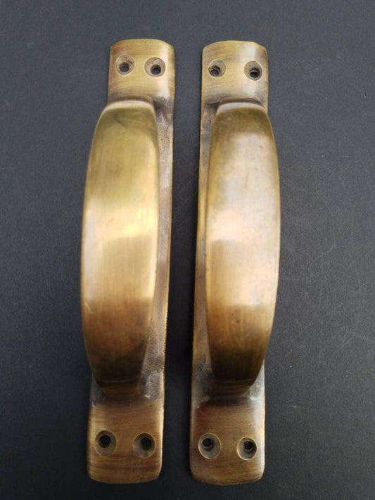 2 x Antique Style Solid Brass Large Gate Cabinet Trunk Chest Handles,Grab handles, Drawer Pulls 6-3/8"w #P18.Kitchen,barndoors.gates.
