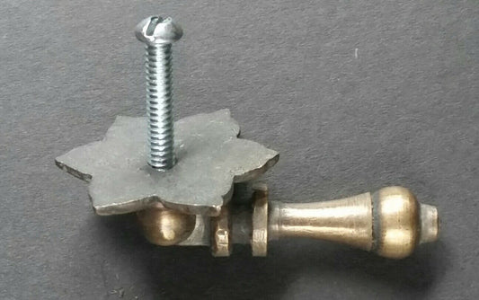 Antique Solid Brass Tear Drop Pendant Handle Pull Knob w. screws 2 1/2" long with 1 3/8" dia. Floral Backplate #H4
