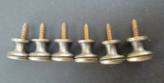 6 x SMALL Solid Brass antique style Stacking Barrister Bookcase 5/8"dia Knobs drawer Pulls.Unlaquered. #K26