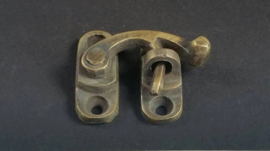 Small Antique Style Cabinet, Jewelry Box, Toggle Latch, Swing Hook Solid Brass Hasp Lock #X16