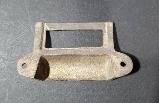 1 x Antique Vtg. Style Card File Cabinet Handle, File Label Holders with Cup Bin Pull, Organizing label windows 2-3/4" cntr (3-1/4"w) #A17