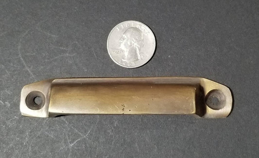 1 x Slim Antique Style Solid Brass Apothecary, Map Drawer, Cabinet, Bin Pull Handle 4" wide (3-1/2" centers) #A16