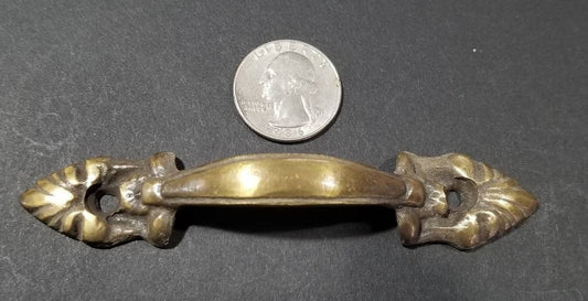 4 x French Ornate Antique Style Cabinet Drawer Pull Handles 4-3/8" solid brass #P4.Unlaquered.